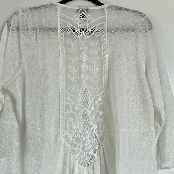 Torrid 3/4 Slub Embroidered Lace Back Sweater - Picture 7 of 9